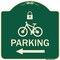 Signmission Parking W/ Lock Cycle & Left ArrowHeavy-Gauge Aluminum Architectural Sign, 18" x 18", G-1818-23474 A-DES-G-1818-23474 - alternate 1